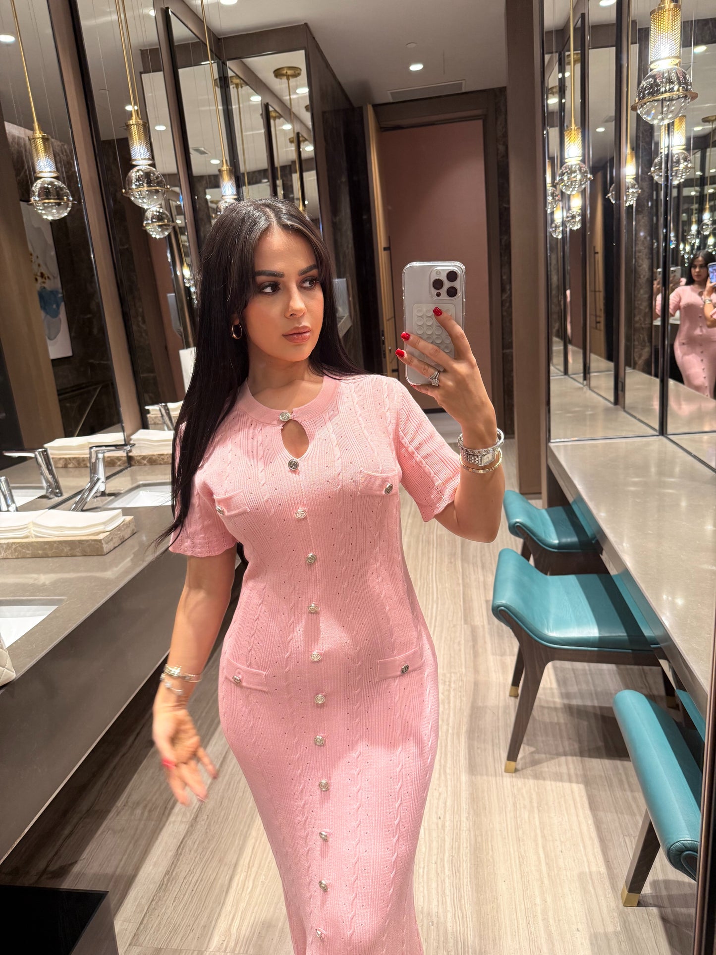 Aurora Premium Elbise - Pembe