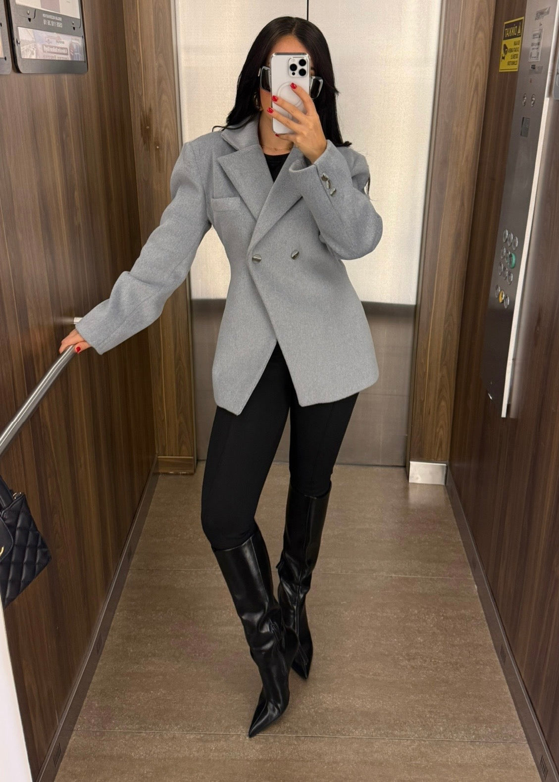 Mai Gri Premium Kürklü Blazer