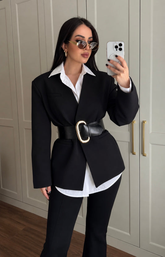Chloe Kemerli Blazer-Siyah