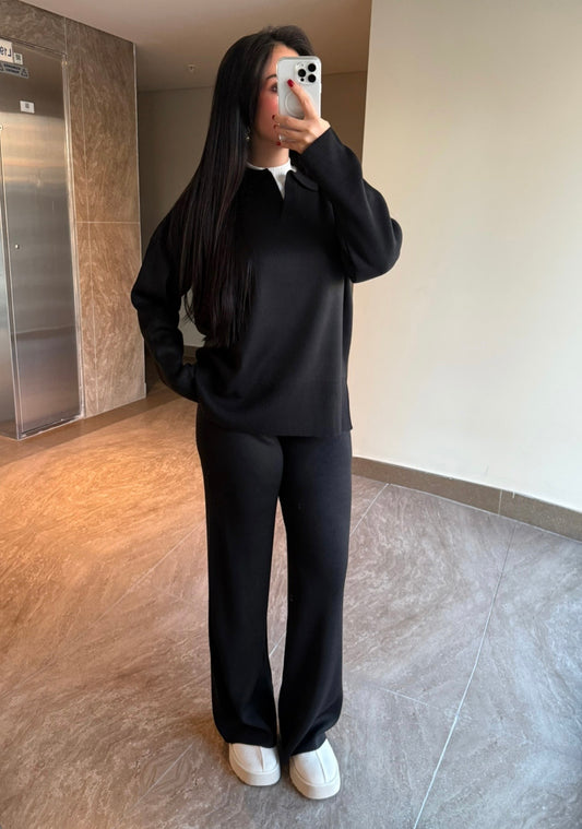 Buse Siyah Basic Triko Takım