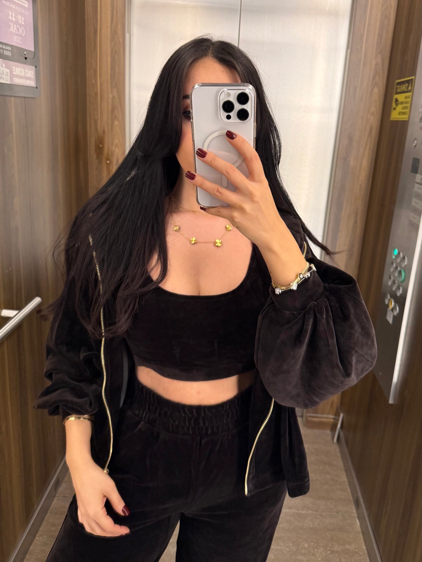 Zaina Kahverengi Kadife 3’lü Kombin Takımı