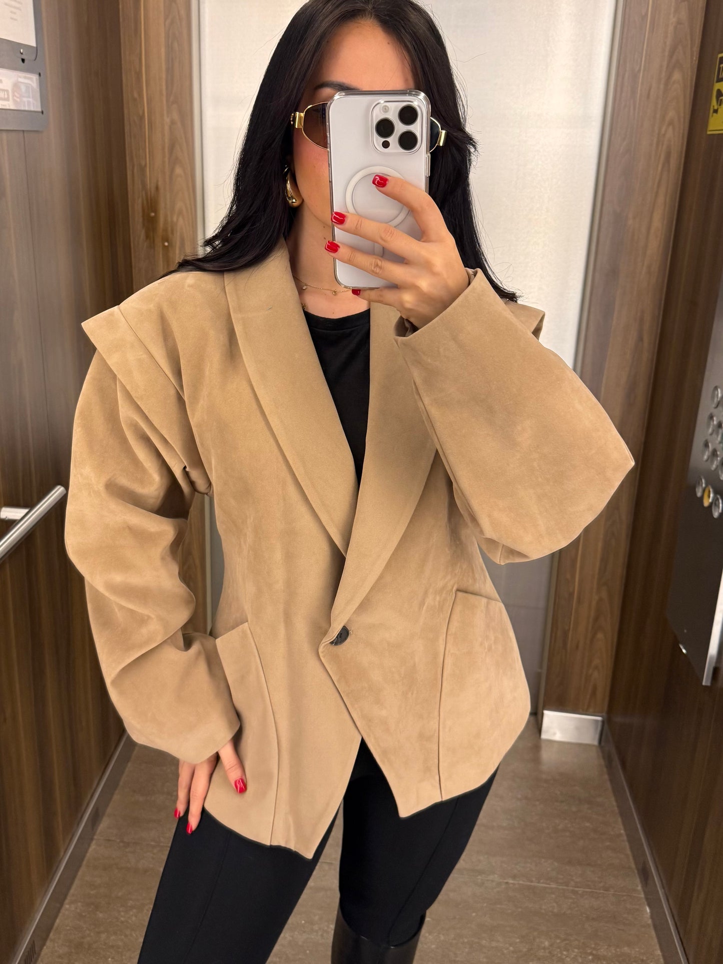 Alyana Süet Moka Bomber Ceket