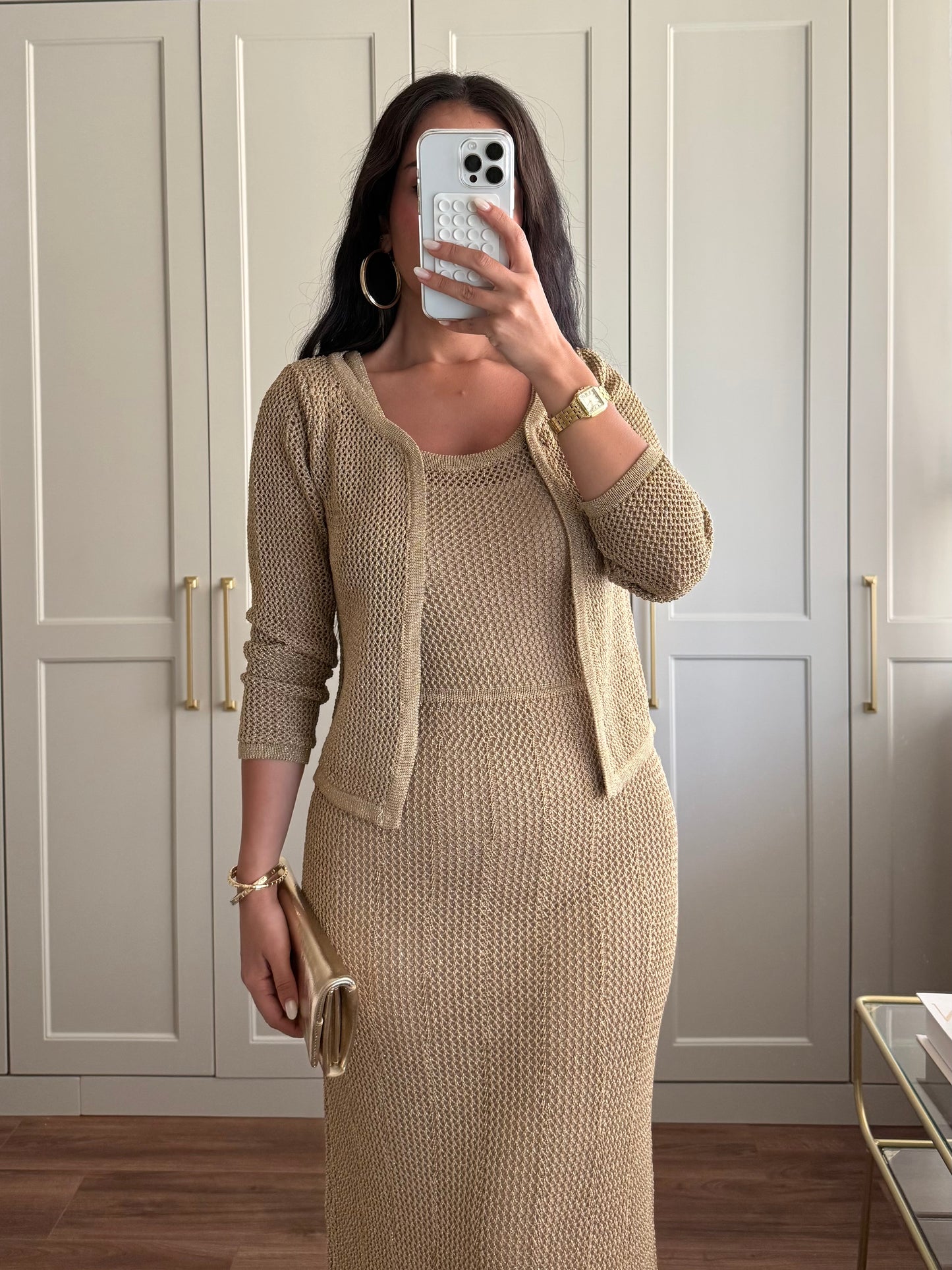 Angelina Hırka ve Elbise Takımı – Tam Astarlı-Nude