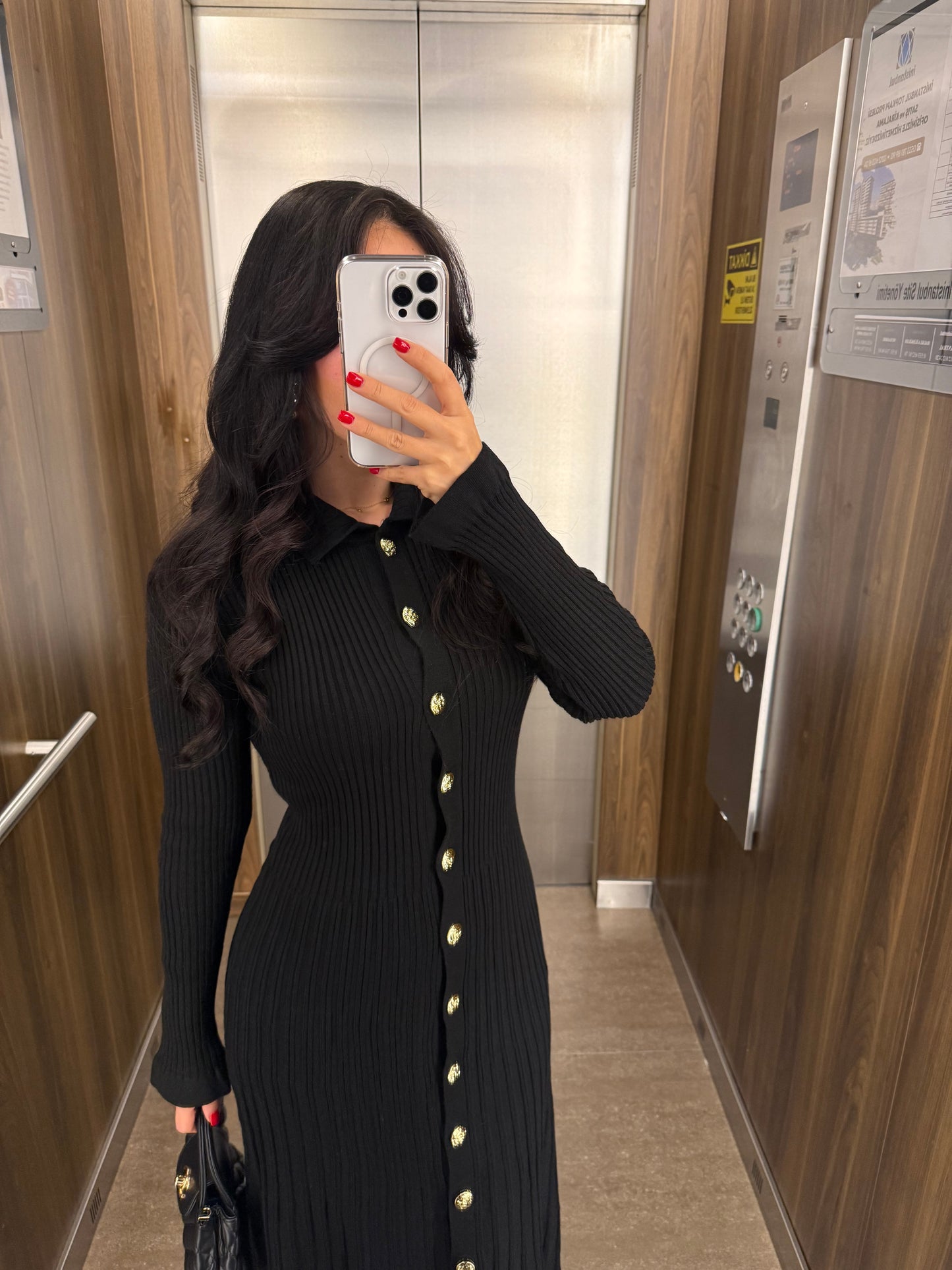 Bera Siyah Triko Elbise