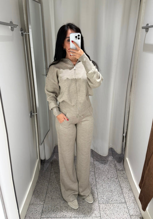 Amara Moka fermuarlı Triko Takım