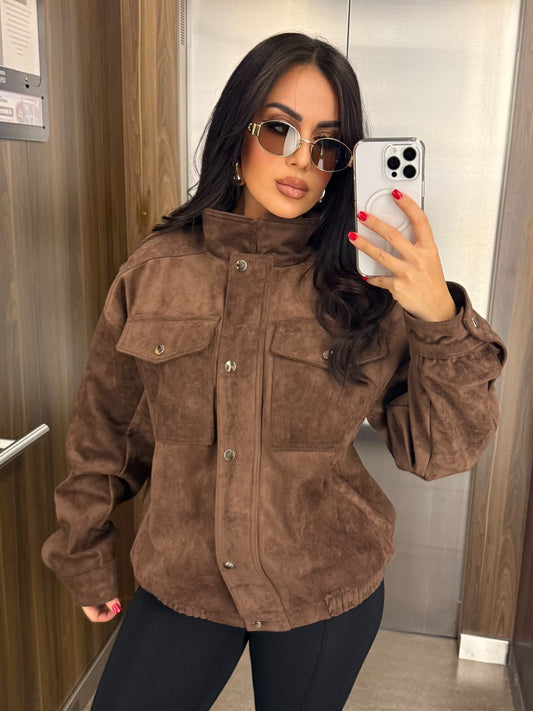 Alice Süet Kahverengi Bomber Ceket