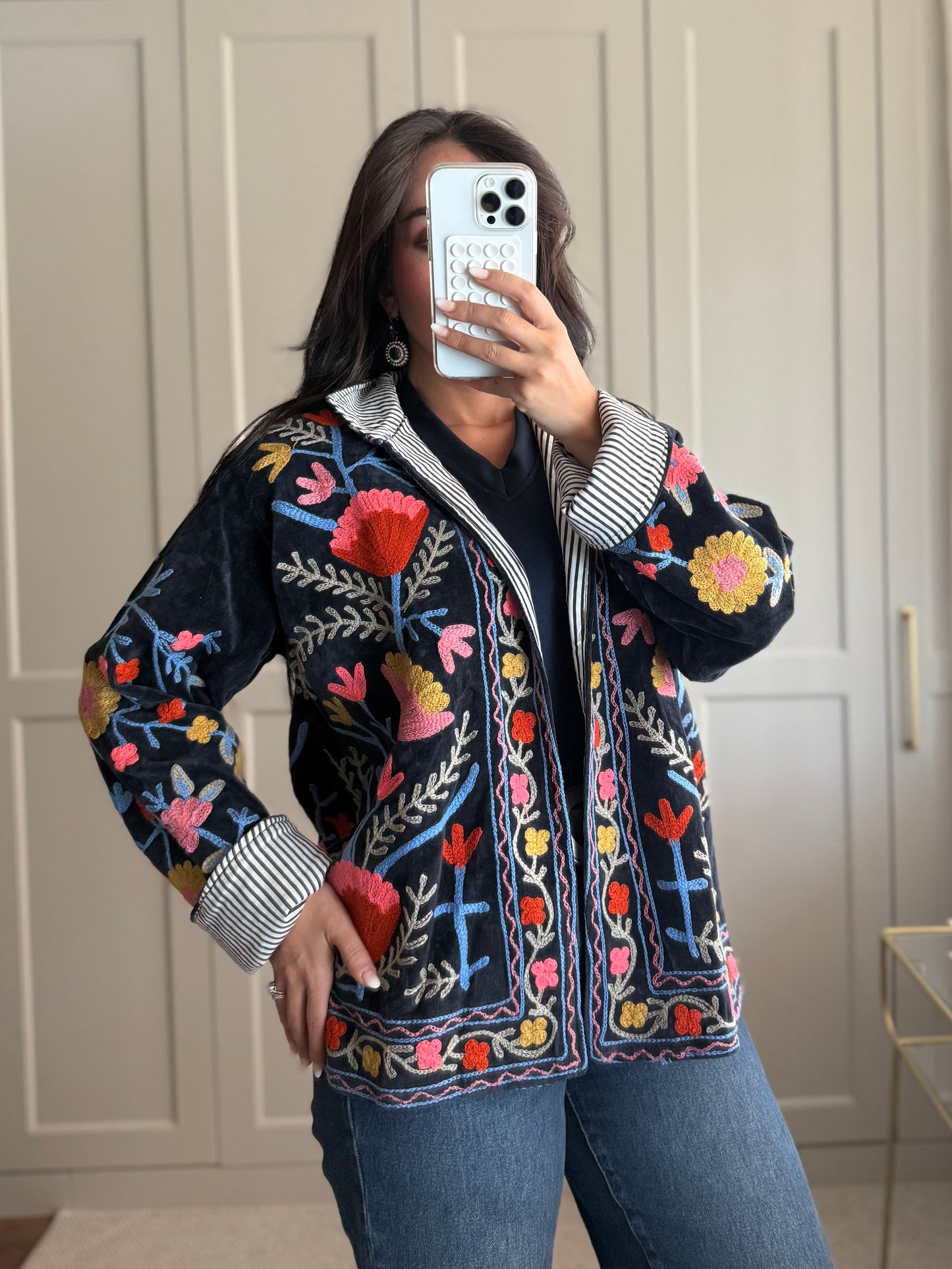 Atina Kadife Premium Ceket -Lacivert