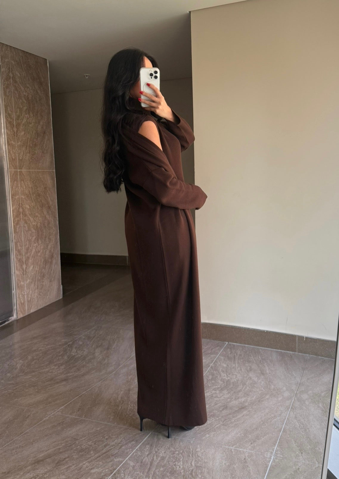 Suzanna kahverengi elbise ve uzun kimono Takim