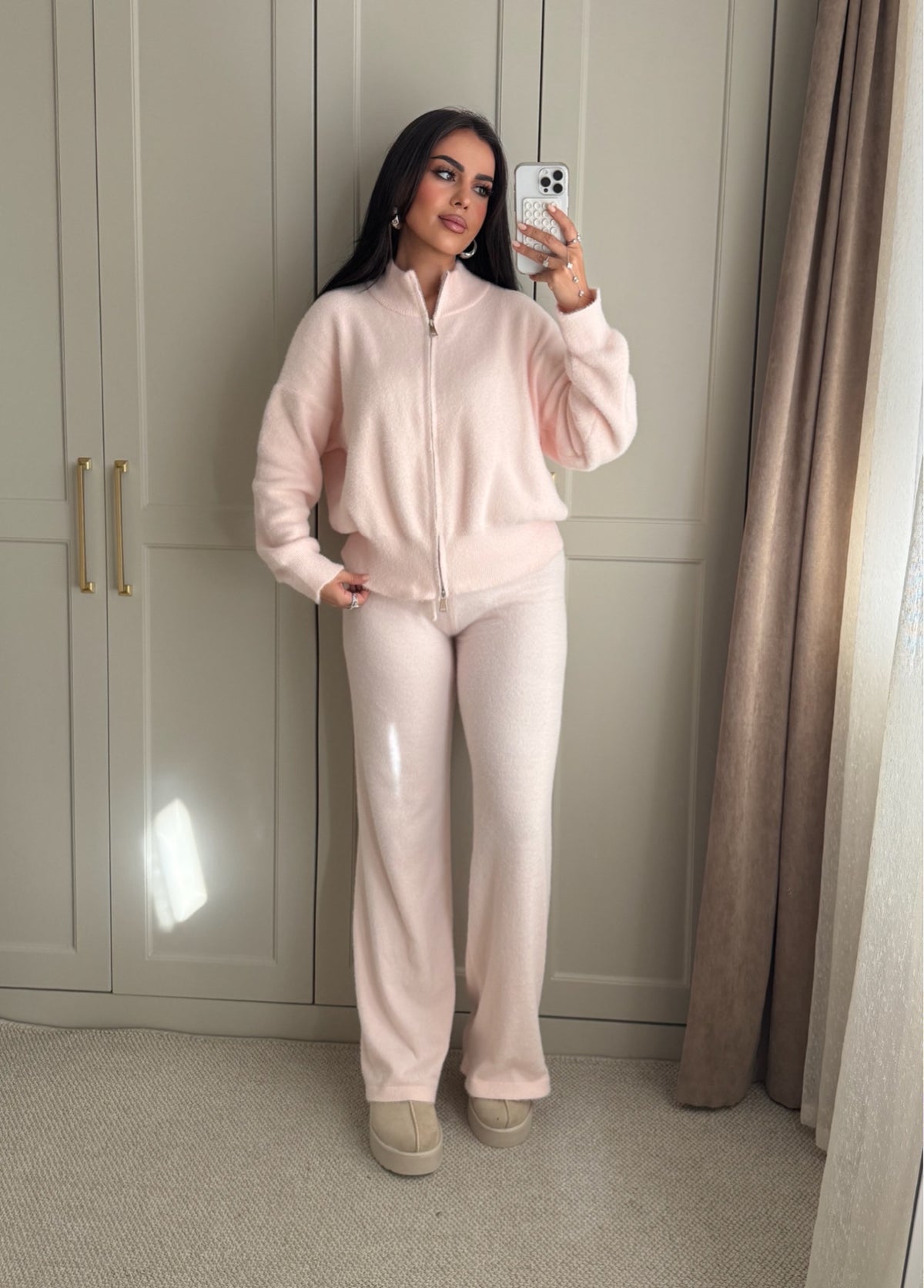 Anstasia Yumoş Çift Fermuarlı Takım-Pink