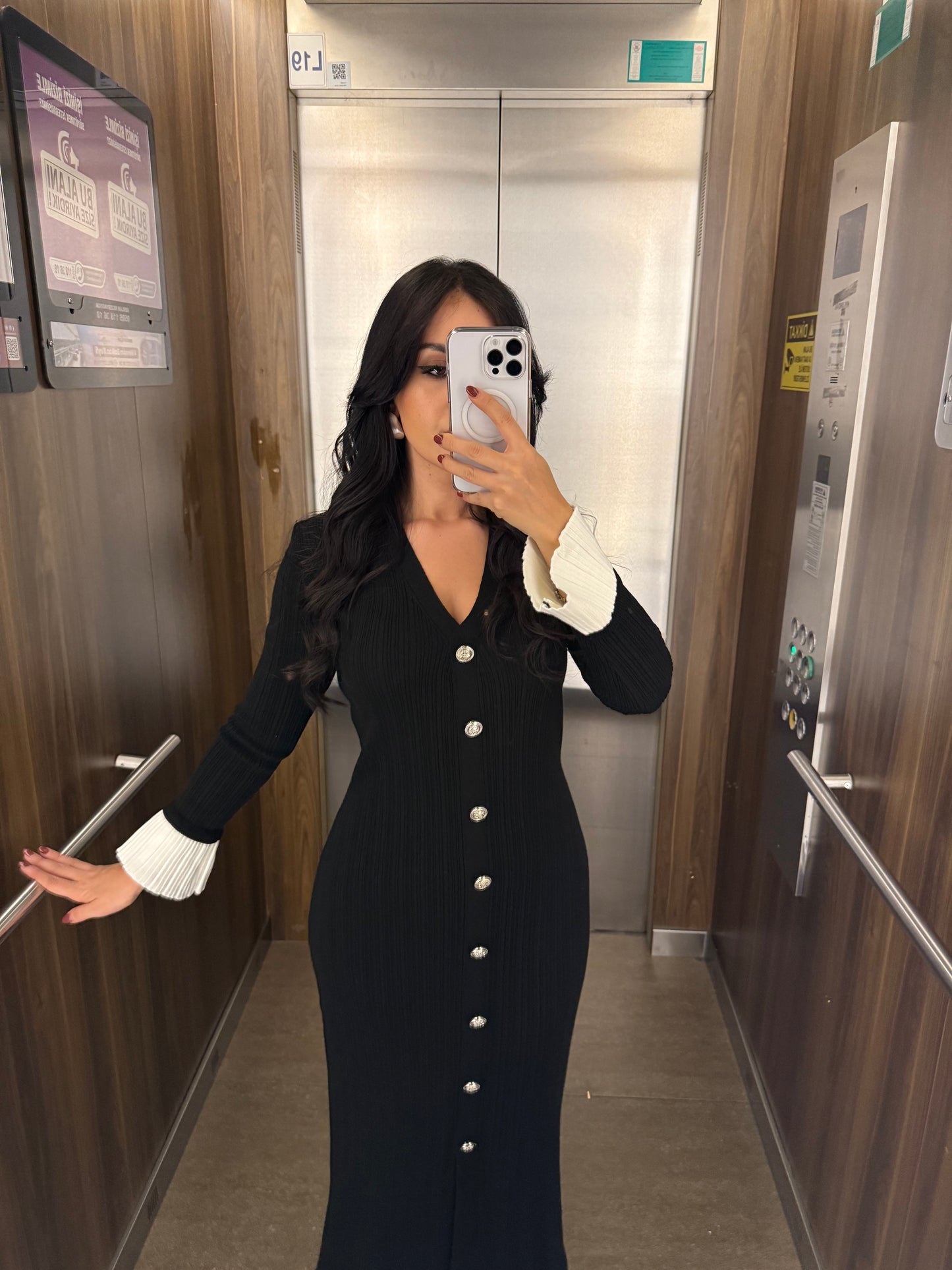 Luna Siyah Premium Triko Elbise