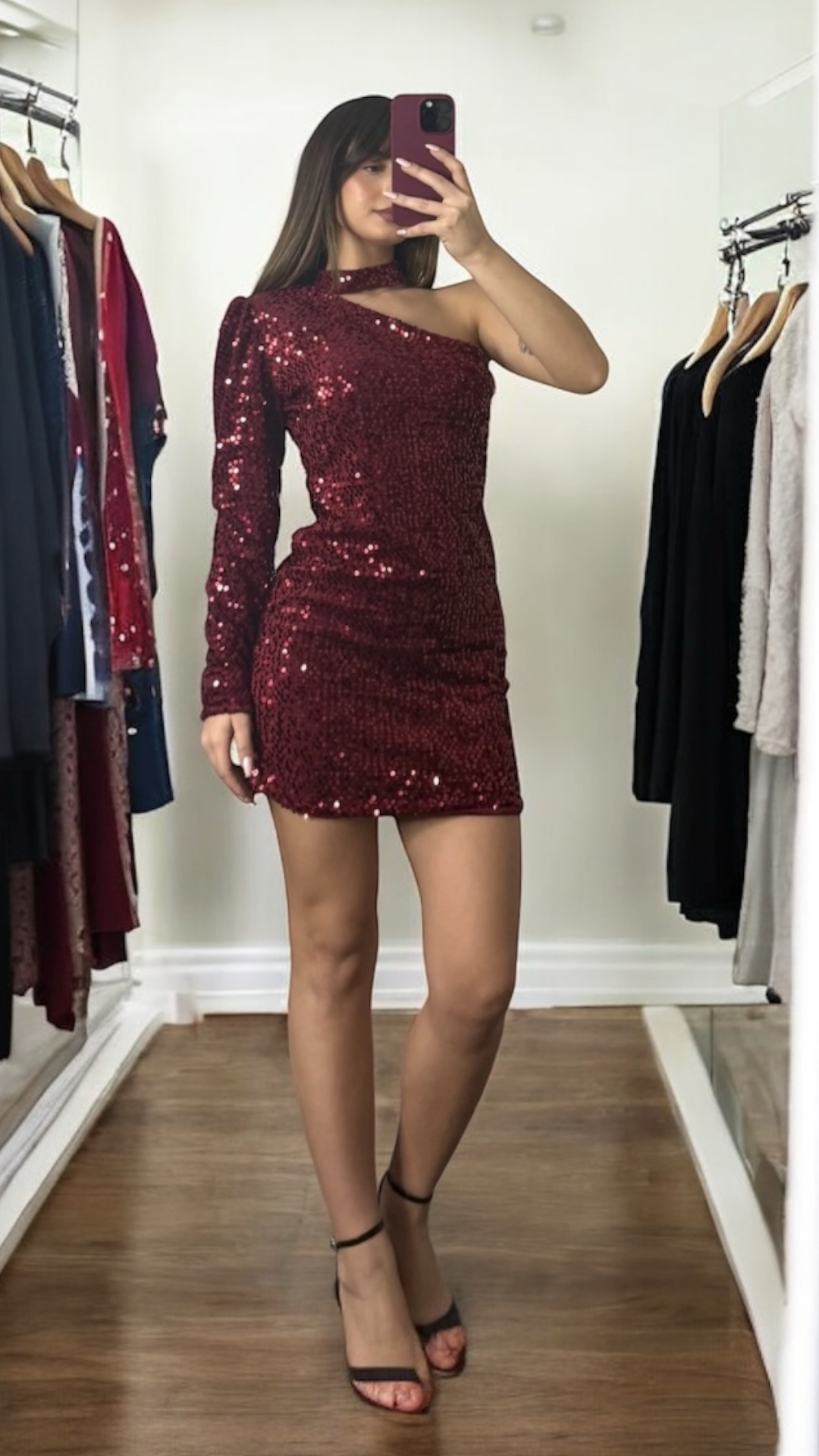 Yuna Bordo Yılbaşı Elbisesi