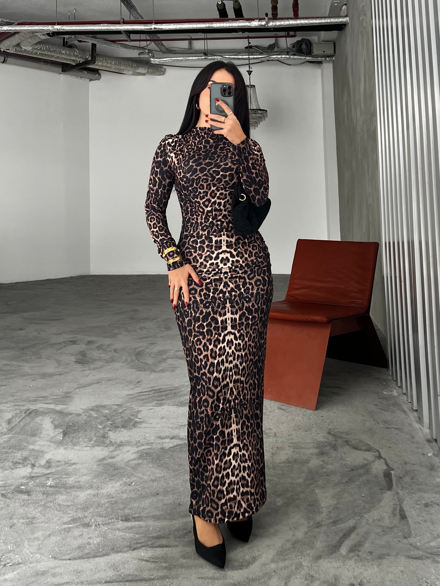 Dubai Bling Leopar Elbise
