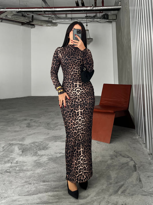 Dubai Bling Leopar Elbise