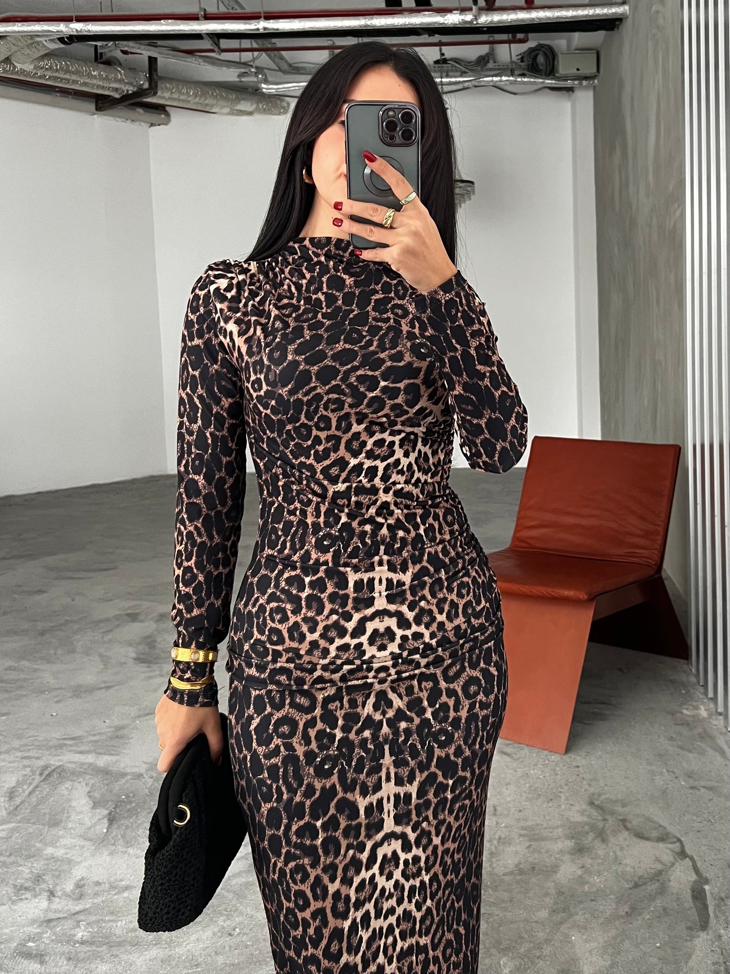 Dubai Bling Leopar Elbise