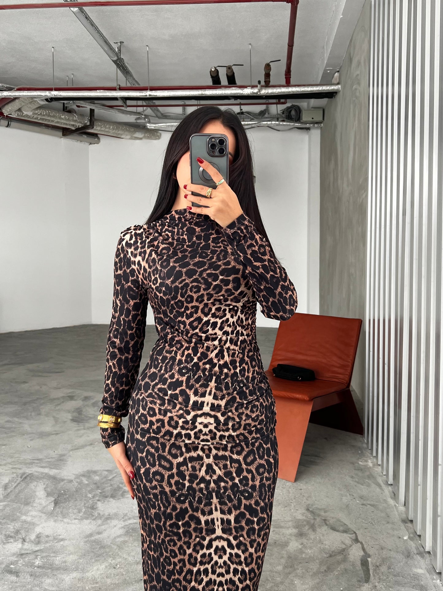 Dubai Bling Leopar Elbise