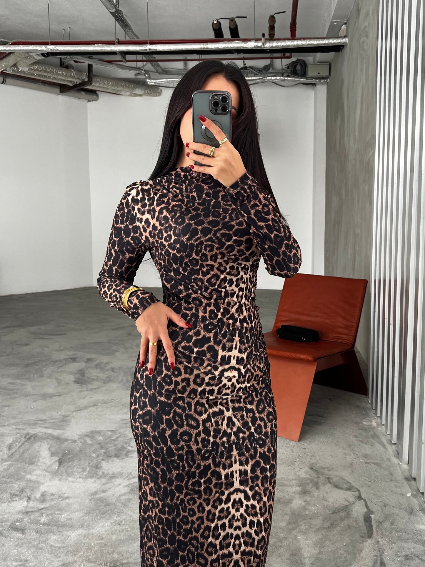 Dubai Bling Leopar Elbise